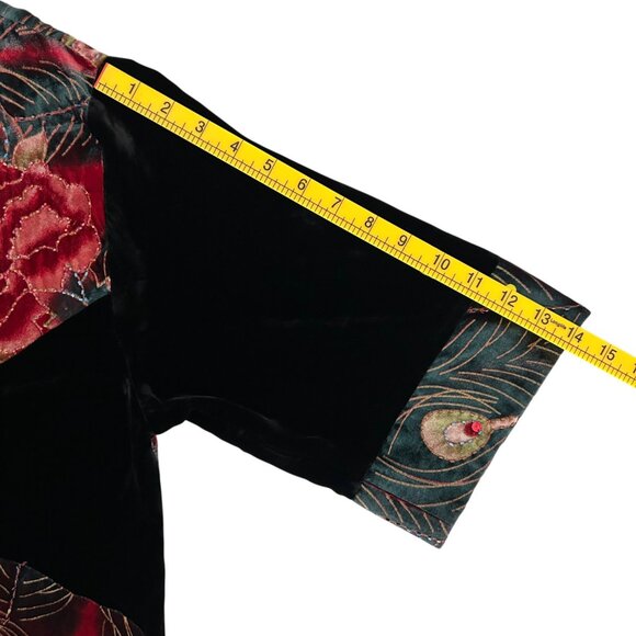 Ania A. Silk Blend Velvet Beaded Sequins Floral Peacock Artsy Kimono Cardigan S - Picture 16 of 16